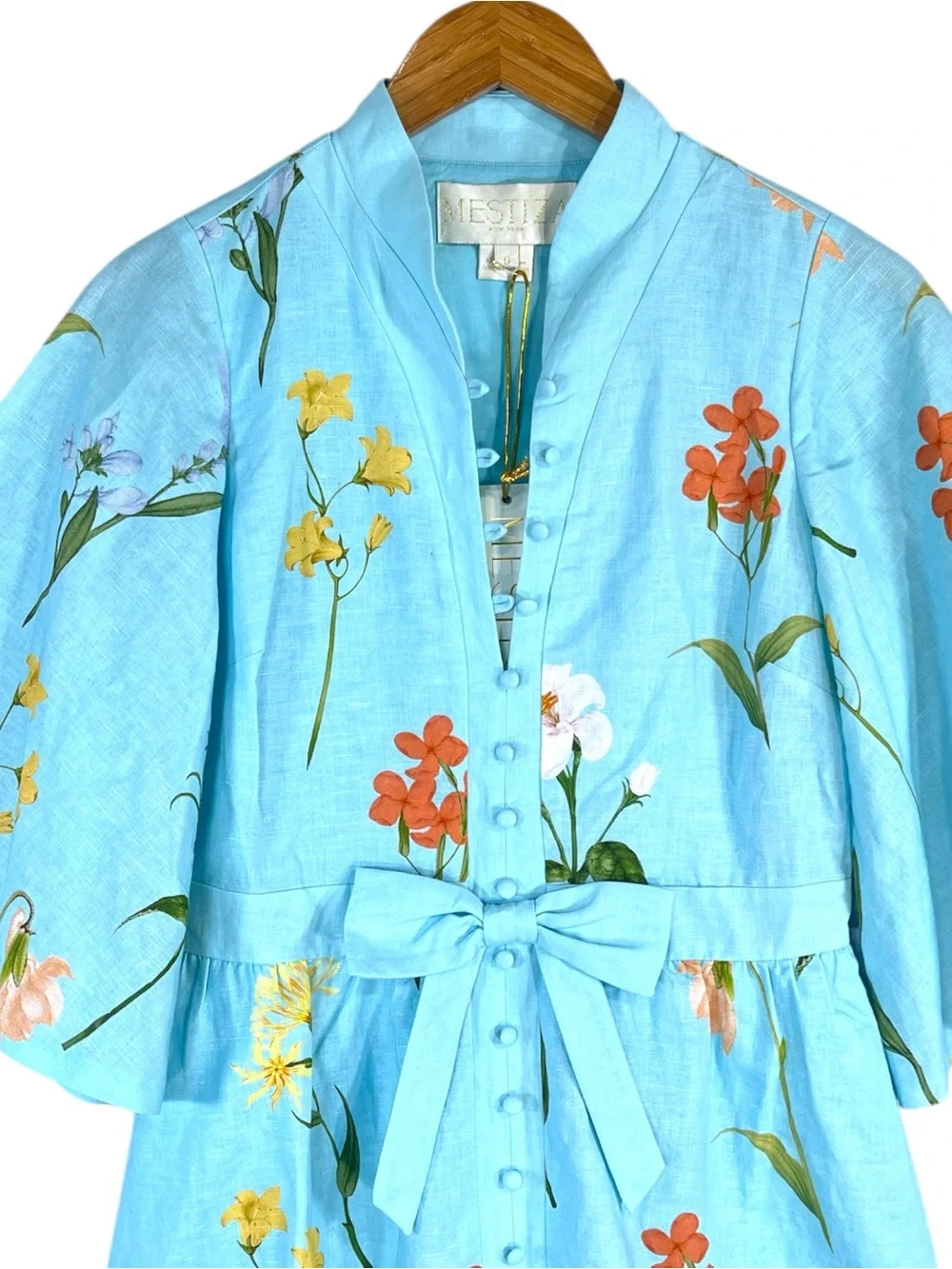 NWT Mestiza New York Carmen Garden Waltz Print Mandarin Collar Midi Dress Size 6 - Picture 6 of 9